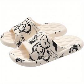 Print Cartoon Animal EVA Men Slippers Summer Thick Platform Soft Heel Non-slip Sole Home Indoor Man Bathroom Slides