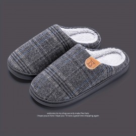 Men's PLUS SIZE Soft Plush Cozy House Slippers, Lightweight Breathable Anti-skid Slip-on Shoes With Fuzzy Lining For Indoor Walking, Autumn And Winter