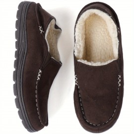 Men's Warm Cozy Plush Non-Slip Casual Shoes For Indoor & Outdoor, House/Home Shoes, Winter