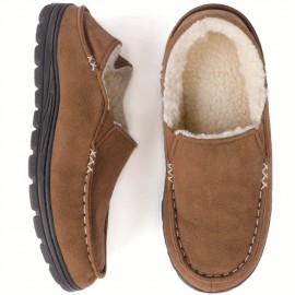 Men's Warm Cozy Plush Non-Slip Casual Shoes For Indoor & Outdoor, House/Home Shoes, Winter