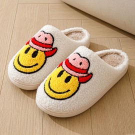 Soft Plush Cozy Graphic Pattern Design House Slippers Anti-skid Slip-on Shoes Indoor For Men Winter Shoes