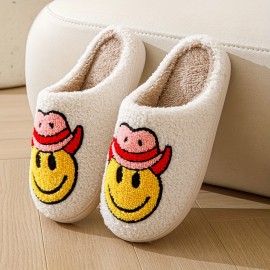 Soft Plush Cozy Graphic Pattern Design House Slippers Anti-skid Slip-on Shoes Indoor For Men Winter Shoes