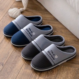 Men's Fashion Plush Bear Graphic Slippers Funny Animal Home Slipper House Shoes For Indoor Walking, Autumn And Winter