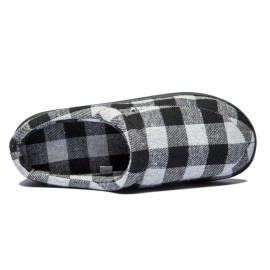 Men's Plaid Warm Cozy Plush Comfy Non-slip Home Shoes, Winter