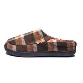 Men's Plaid Warm Cozy Plush Comfy Non-slip Home Shoes, Winter