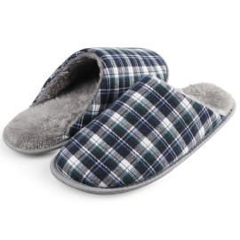 Plaid Home Slippers Soft Cozy House Slippers Anti-skid Slip-on Shoes Indoor For Men Winter Shoes