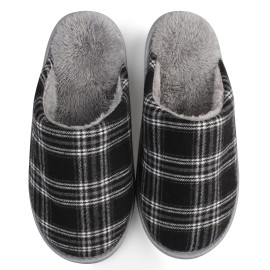 Plaid Home Slippers Soft Cozy House Slippers Anti-skid Slip-on Shoes Indoor For Men Winter Shoes