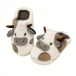 Cow Home Slippers Soft Plush Cozy House Slippers Anti-skid Slip-on Shoes Indoor For Men Winter Shoes