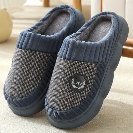 Big Size Men's Soft Plush Cozy House Slippers, Lightweight Breathable Anti-skid Slip-on Shoes With Fuzzy Lining For Indoor Walking, Autumn And Winter