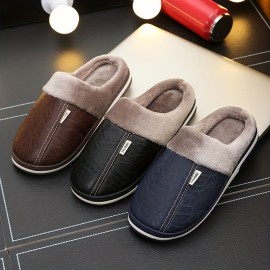 Soft Plush Cozy House Slippers Anti-skid Slip-on Water Repellent Shoes Indoor For Men Winter Shoes