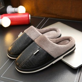 Soft Plush Cozy House Slippers Anti-skid Slip-on Water Repellent Shoes Indoor For Men Winter Shoes