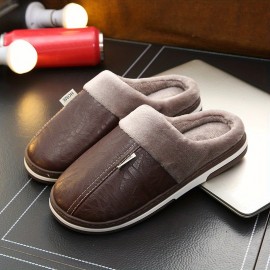 Soft Plush Cozy House Slippers Anti-skid Slip-on Water Repellent Shoes Indoor For Men Winter Shoes