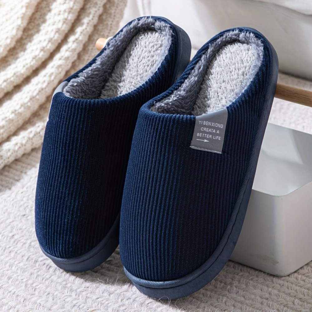 Soft Plush Cozy House Slippers Anti-skid Slip-on Shoes Indoor For Men Women Winter Shoes