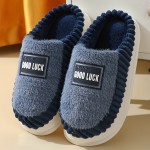 'Good Luck' Home Slippers Soft Plush Cozy House Slippers Anti-skid Slip-on Shoes Indoor For Men Winter Shoes