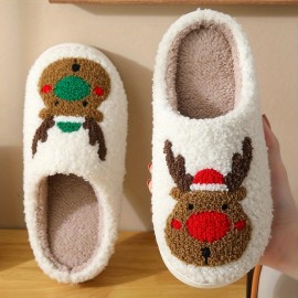 Men's Soft Plush Cozy Christmas Graphic House Slippers Anti-skid Slip-on Shoes Indoor For Men Winter Shoes