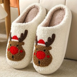 Men's Soft Plush Cozy Christmas Graphic House Slippers Anti-skid Slip-on Shoes Indoor For Men Winter Shoes