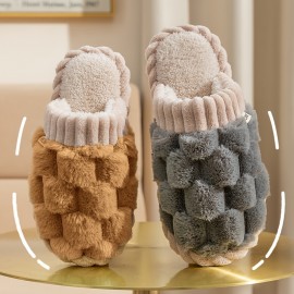 Beehive Like Home Slippers Soft Plush Cozy House Slippers Anti-skid Slip-on Shoes Indoor For Men Winter Shoes