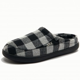 Plaid Home Slippers Soft Cozy House Slippers Anti-skid Slip-on Shoes Indoor For Men Fall Winter Shoes, With Plus Sizes Available