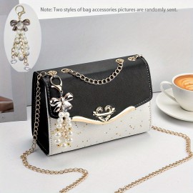 Star Sequins Crossbody Bag, Fashion Chain Shoulder Bag, Heart & Bow Decor Square Purse For Women