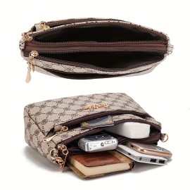 Vintage Pattern Crossbody Wallet, PU Leather Textured Bag Purse, Classic Versatile Fashion Shoulder Bag