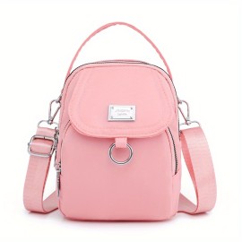 Solid Color Zipper Crossbody Bag, All-Mat H Coin Purse, Women's Shoulder Bag For Shopping