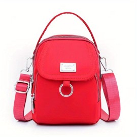 Solid Color Zipper Crossbody Bag, All-Mat H Coin Purse, Women's Shoulder Bag For Shopping