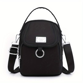 Solid Color Zipper Crossbody Bag, All-Mat H Coin Purse, Women's Shoulder Bag For Shopping