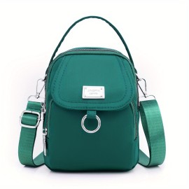 Solid Color Zipper Crossbody Bag, All-Mat H Coin Purse, Women's Shoulder Bag For Shopping