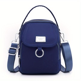 Solid Color Zipper Crossbody Bag, All-Mat H Coin Purse, Women's Shoulder Bag For Shopping