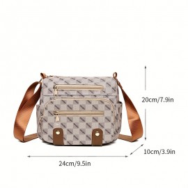 Plaid Pattern Crossbody Bag, Women's Multi Pockets Purse, Studded Decor Faux Leather Shoulder Bag