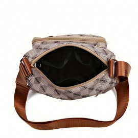 Plaid Pattern Crossbody Bag, Women's Multi Pockets Purse, Studded Decor Faux Leather Shoulder Bag