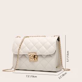 Quilted Crossbody Bag, Fashionable Chain Clutch Bag, Shoulder Bag, Square Bag, Satchel Bag