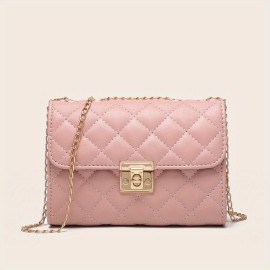 Quilted Crossbody Bag, Fashionable Chain Clutch Bag, Shoulder Bag, Square Bag, Satchel Bag