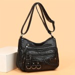 Braid Detail Crossbody Bag, Fashion Metal Decor Shoulder Bag, Women's Soft Faux Leather Purse With Multi Zipper