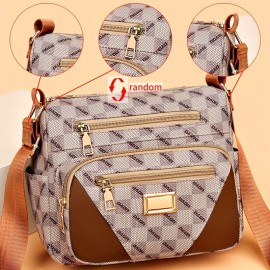 Checkerboard Pattern Crossbody Bag, Casual Nylon Shoulder Bag, Fashion Multi Pockets Purse For Women