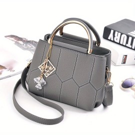 Women's Elegant Geometric Pattern Satchel Bag, All-Match Shoulder Bag, Casual Tote Bag