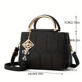 Women's Elegant Geometric Pattern Satchel Bag, All-Match Shoulder Bag, Casual Tote Bag