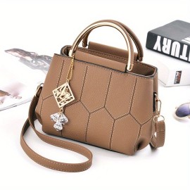 Women's Elegant Geometric Pattern Satchel Bag, All-Match Shoulder Bag, Casual Tote Bag