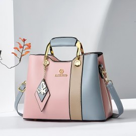 1PC Colorblock Top Handle Satchel, Fashion Crossbody Bag, Women's Casual Handbag & Shoulder Purse