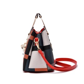 Women's Colorblock Plaid Pattern Pendant Decor Shoulder Bag, Crossbody Bag, Handbag