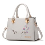 Floral Embroidery Handbag, Trendy Faux Leather Satchel Bag, Women's Office & Work Purse