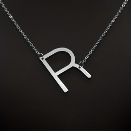 Large Initial Necklace Name Monogram Pendant Necklace Minimalist English Letter Clavicle Chain Accessories For Women Girls Gift