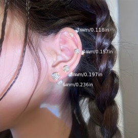 Stud Earrings Ball Design Alloy Earrings Plating Spiral Rhinestone Fashion Style Jewelry Trendy Gift For Women Girls