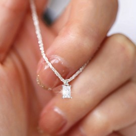 Sparkling Square Cross Zircon Pendant Necklace For Women Girls Elegant Jewelry