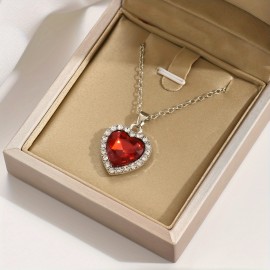 Heart Pendant Necklace Elegant Rhinestone Crystal Party Jewelry Bridal Engagement Wedding Accessories