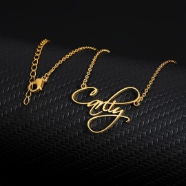 Personalized Creative DIY Customized Cursive Script English Letter Necklace (Customied Only English Language)