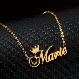 Personalized Creative DIY Customized Crown English Letter Name Necklace (Customied Only English Language)