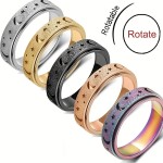 1pc Anxiety / Fidget Ring Made Of Stainless Steel Rotatable Design Trendy Moon And Star Design Multi Colors To Choose Match Daily Outfits