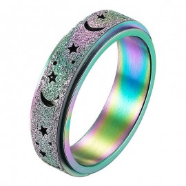 1pc Anxiety / Fidget Ring Made Of Stainless Steel Rotatable Design Trendy Moon And Star Design Multi Colors To Choose Match Daily Outfits