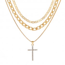 Stackable Chain Necklace Cross Shape Pendant Adjustable Neck Jewelry For Women & Girls 1 Pc